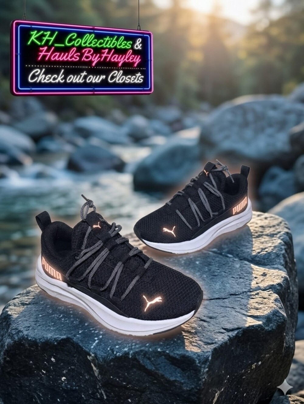 NWOT Puma Softride Enzo NXT Women’s Sneakers - Black/Rose Gold - Size 7